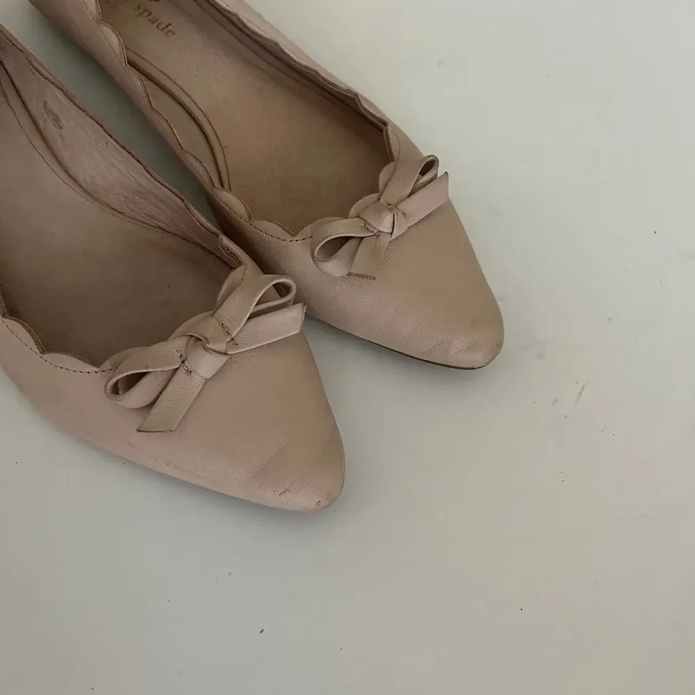 Kate Spade ‘Elent' Women's 8.5M Flex Scalloped Pink Pointed Toe Ballet Flat